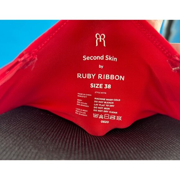 NWT RUBY RIBBON CHERRY RED SECOND SKIN LACE DEMIETTE - 38 - Picture 7 of 8